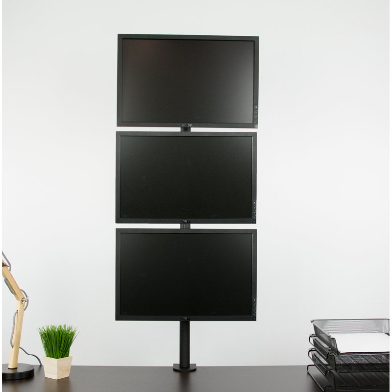 VIvo Triple LCD Monitor Stacked Vertical Height Adjustable 3 Screen